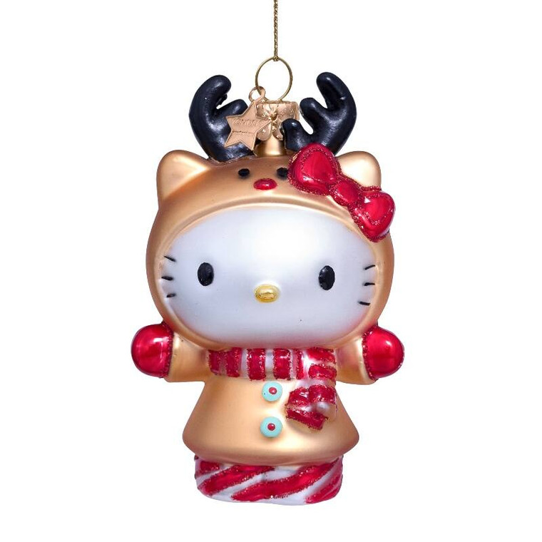 Hello Kitty Holiday Reindeer Glass Ornament