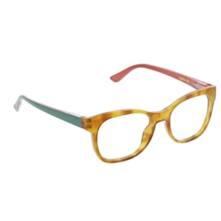 Light Bright Honey Tortoise Green Blue Light Glasses 0.00