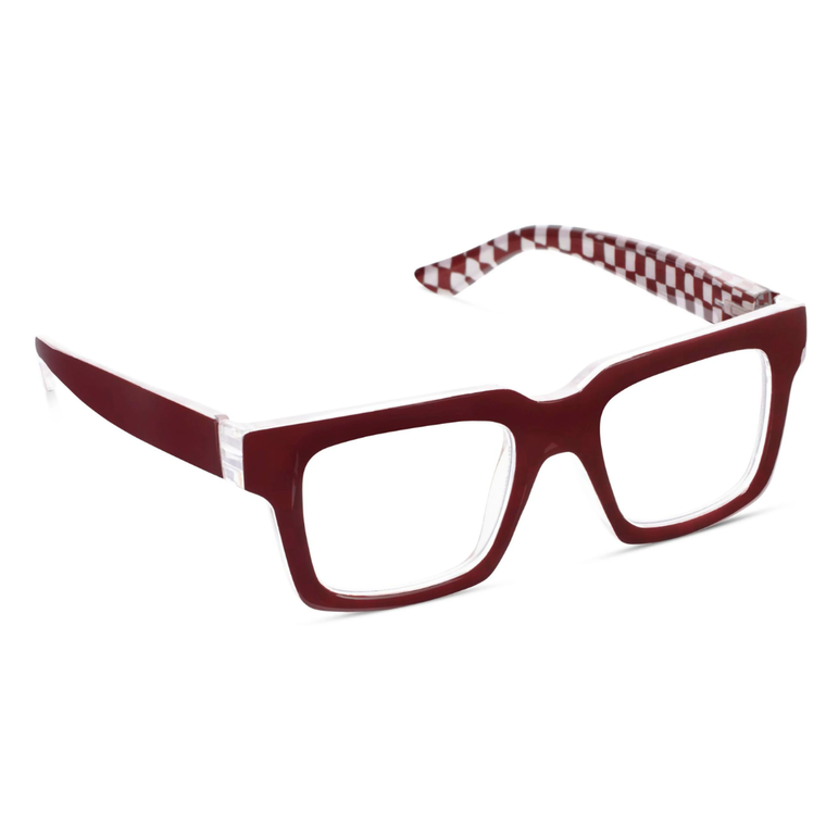 Louie Dark Red Check Blue Light Reading Glasses 1.50