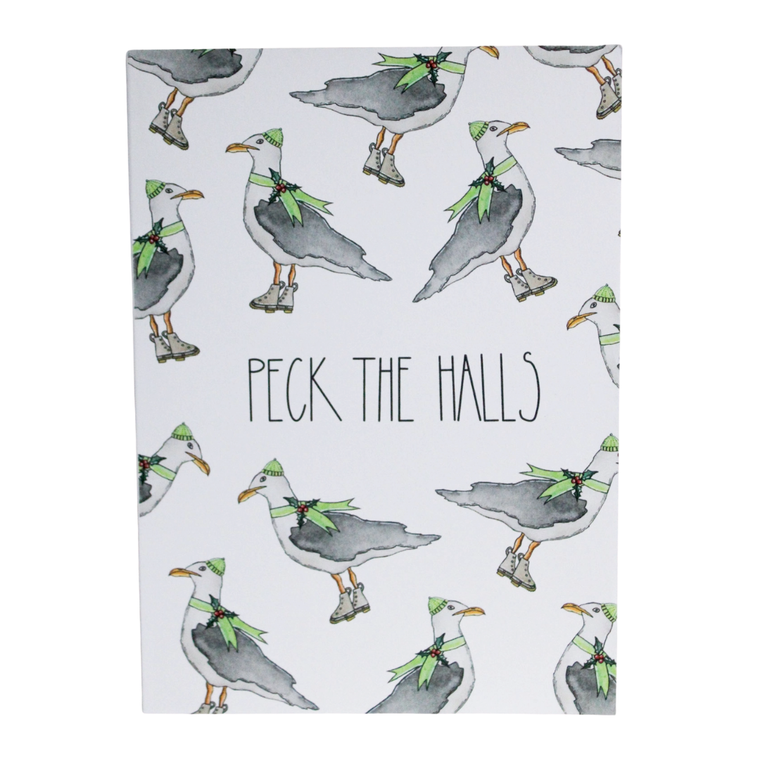 Peck the Halls Seagull Card