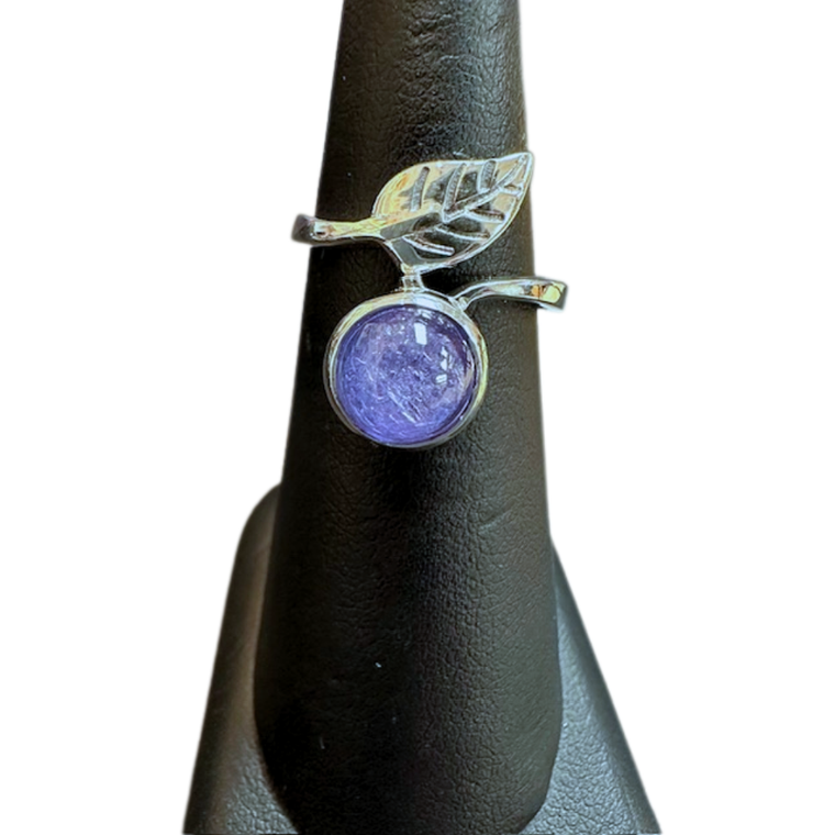 Tanzanite with leaf Silver Ring S9