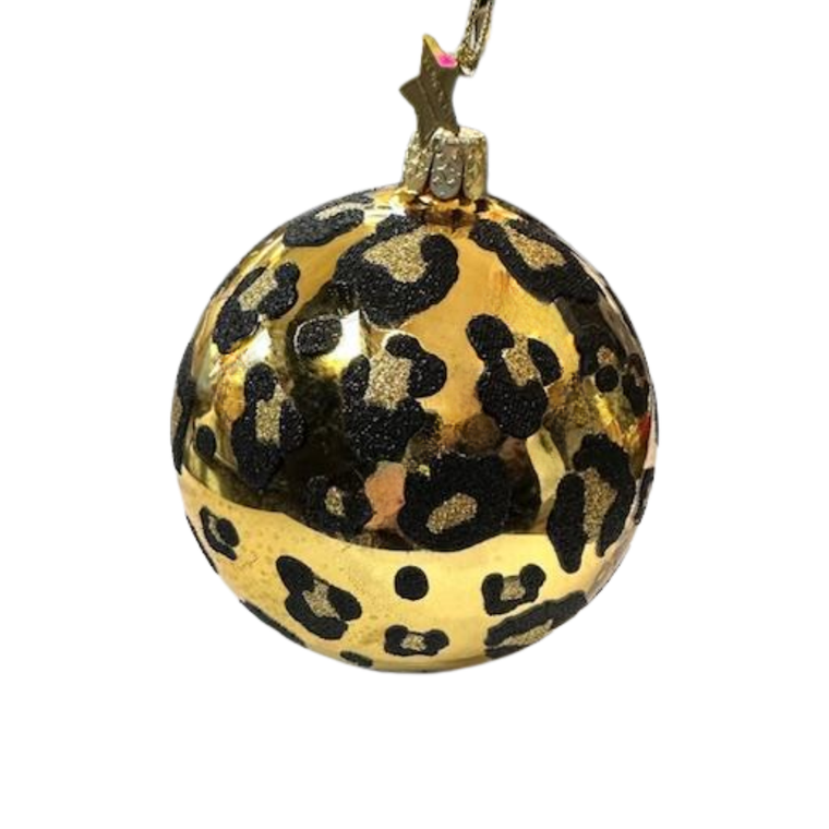 Glass Bauble Leopard Print Ornament