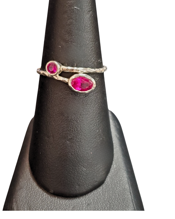 Ruby 2 side oval Silver Ring S6