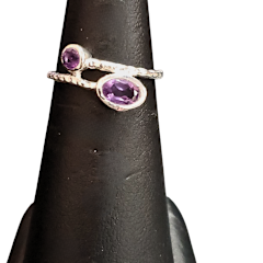 Amethyst 2 side oval Silver Ring S6