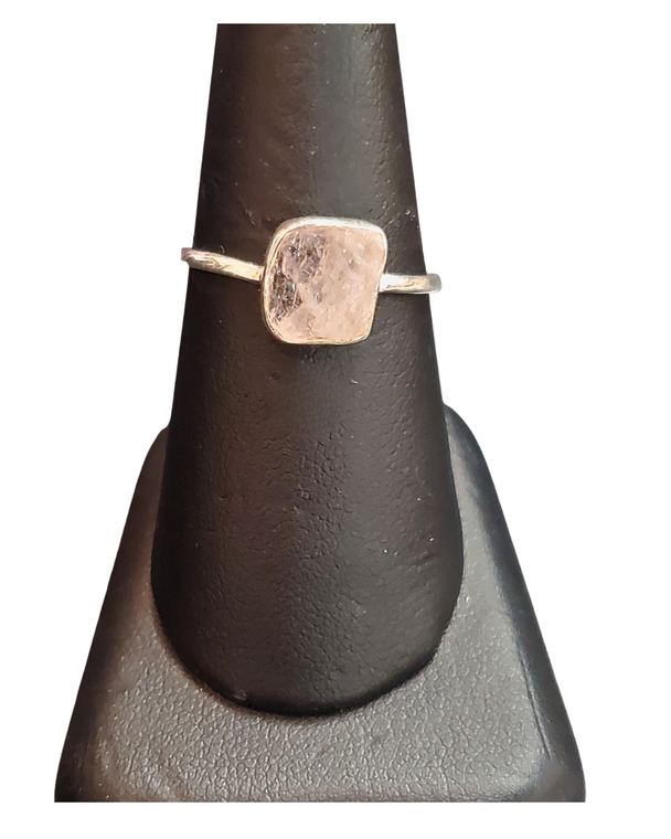 Raw Morganite Silver Ring S6