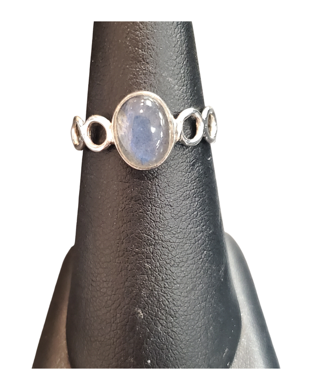 Labradorite oval circles Silver Ring S7