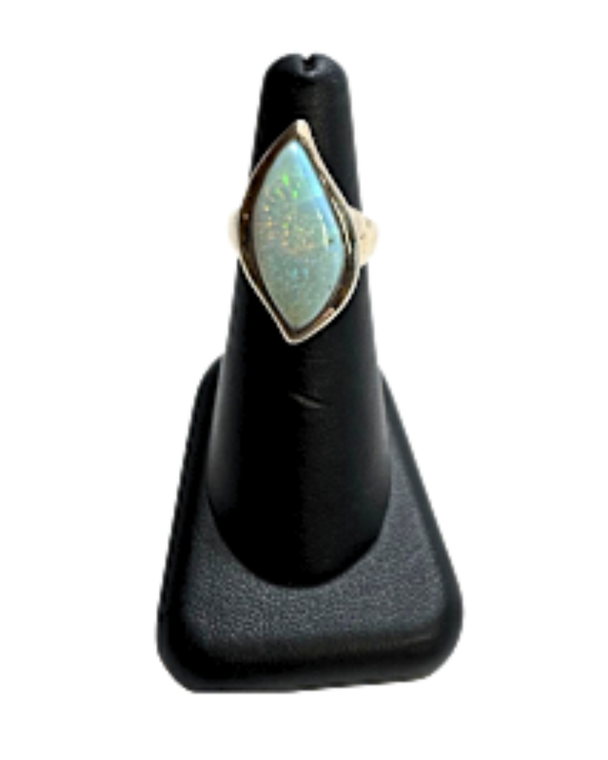 Opal Marquis with curves Silver Ring S6