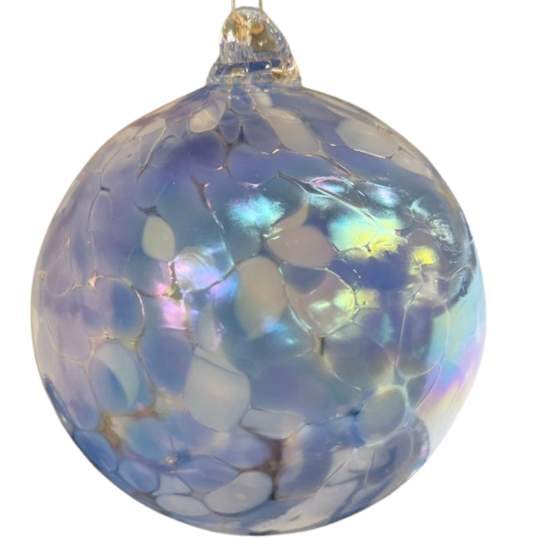 6in Friendship Ball Iridescent Blue & White