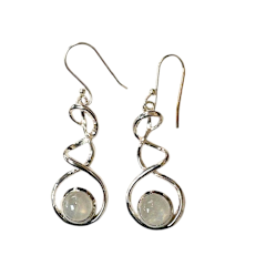 Rainbow Moonstone Circle in Loop Earrings