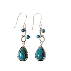 Copper Turquoise Tear with Blue Topaz Earrings