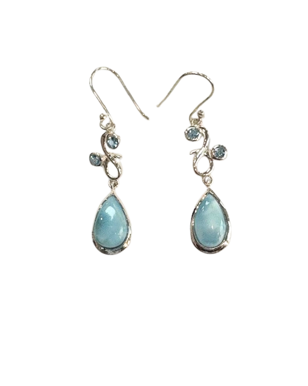 Larimar with Swiss Blue Topaz Earrings
