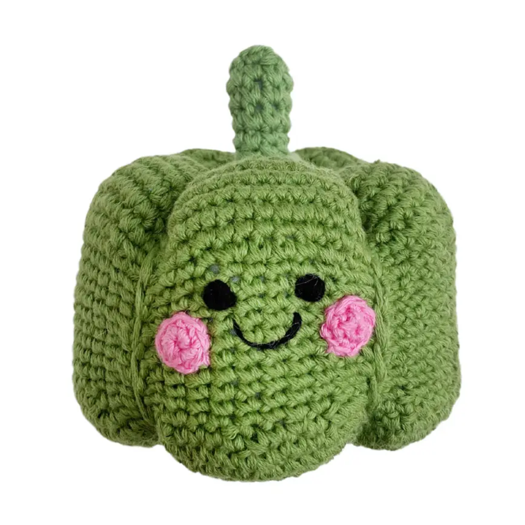 Crochet Rattle Farmer's Market Green Pepper