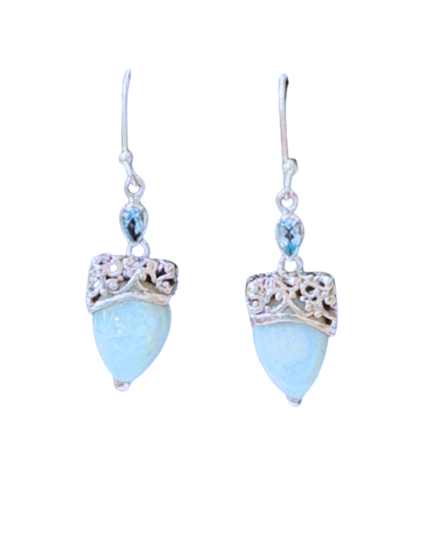Opal Arrowhead with Blue Topaz Earrings