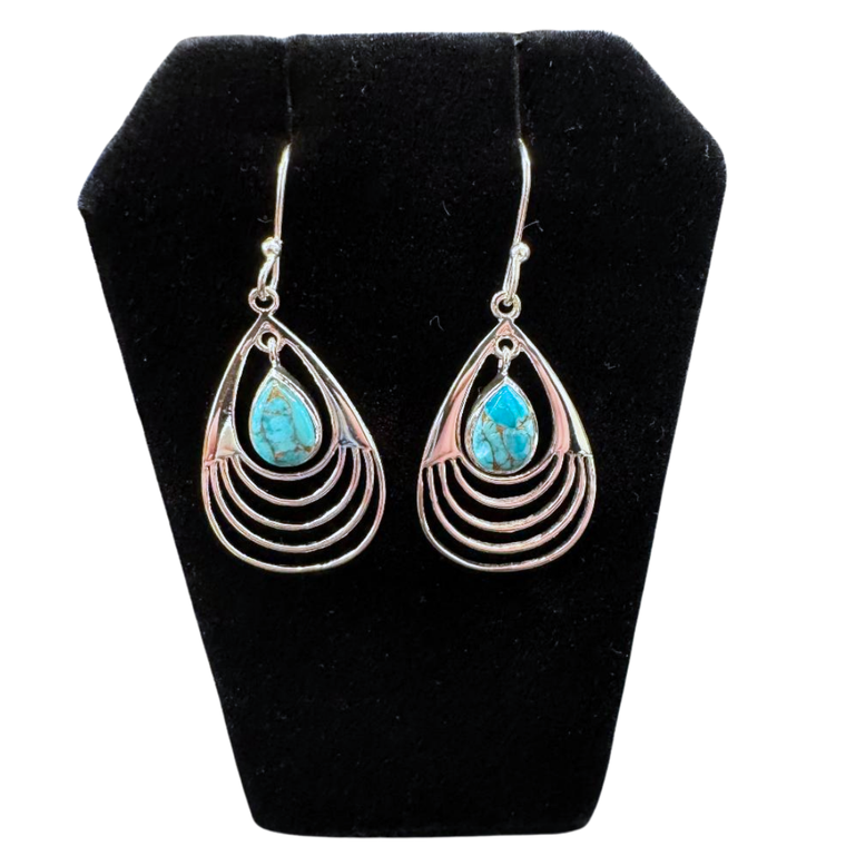 Copper Turquoise Tear in Tears Earrings