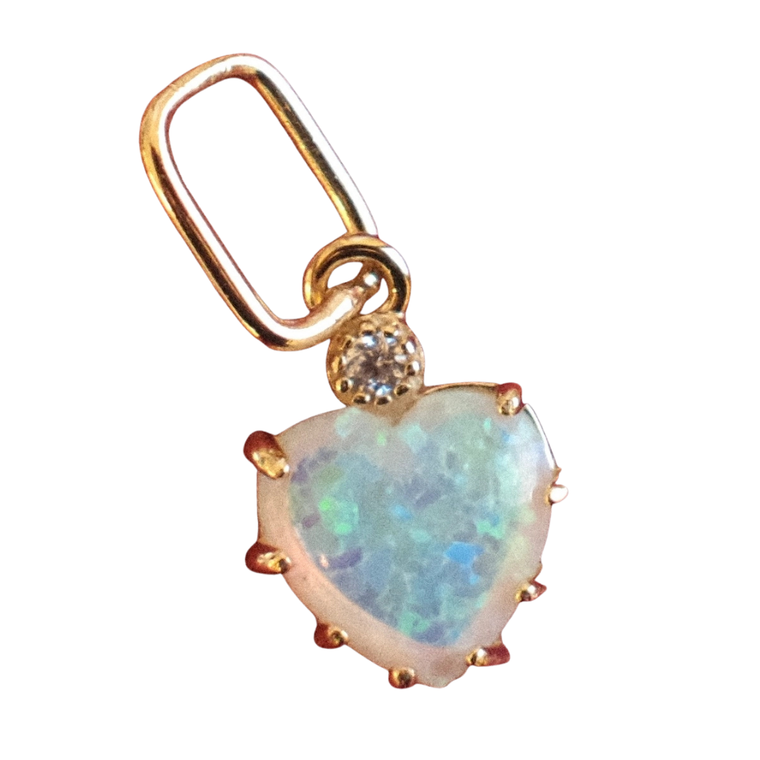 18K Opal Heart Charm