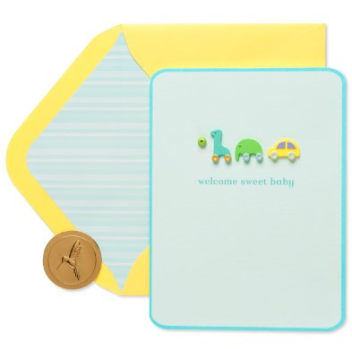 Wooden Block Icons Baby Shower Card