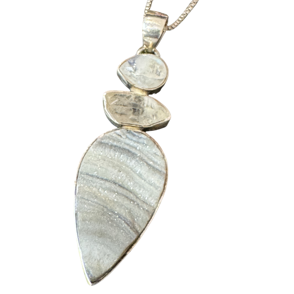 Moonstone, Herkimer Diamond & Druzy Necklace