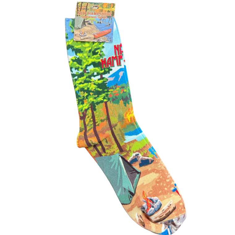 Youth NH moose and cabin Socks