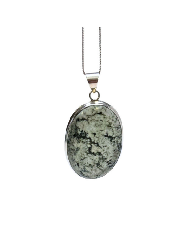 Oval Tree Agate Silver Necklace