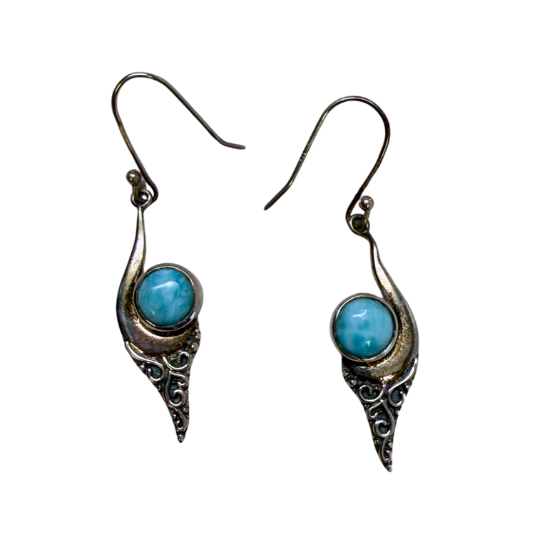 Larimar Circle Pointed Earrings