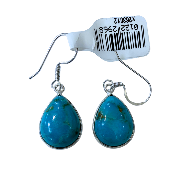 Turquoise Blue Tear Silver Earrings