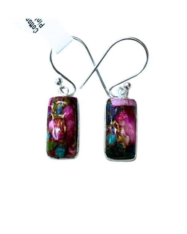 Cotton Candy Turquoise Pink Rectangle Earrings
