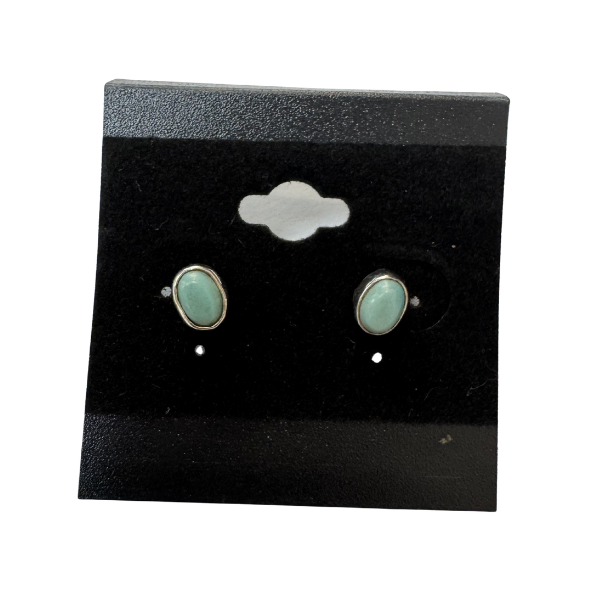 Small Turquoise Ovals Silver Stud Earrings