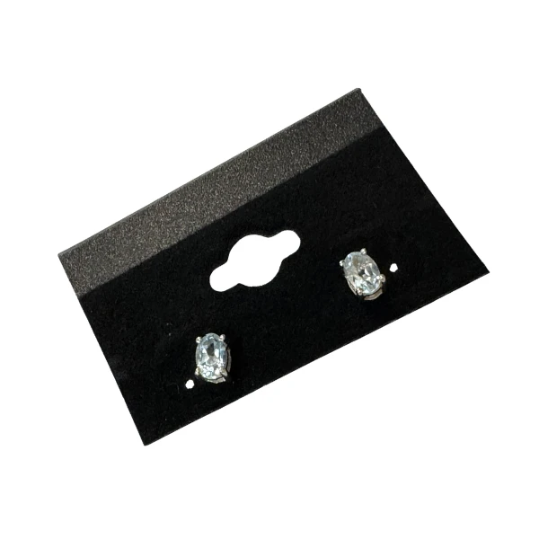 Small Facet Oval Blue Topaz Silver Stud Earrings
