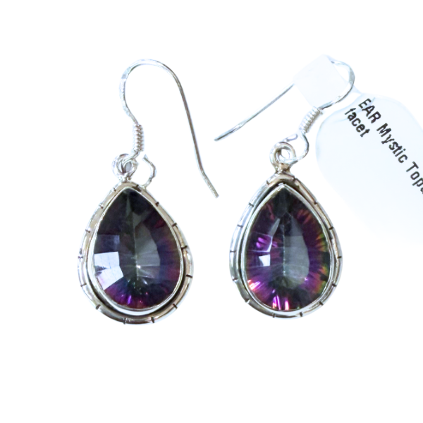 Mystic Topaz Tear Facet Silver Earrings