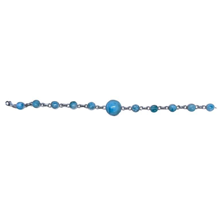 Larimar circles Silver Bracelet