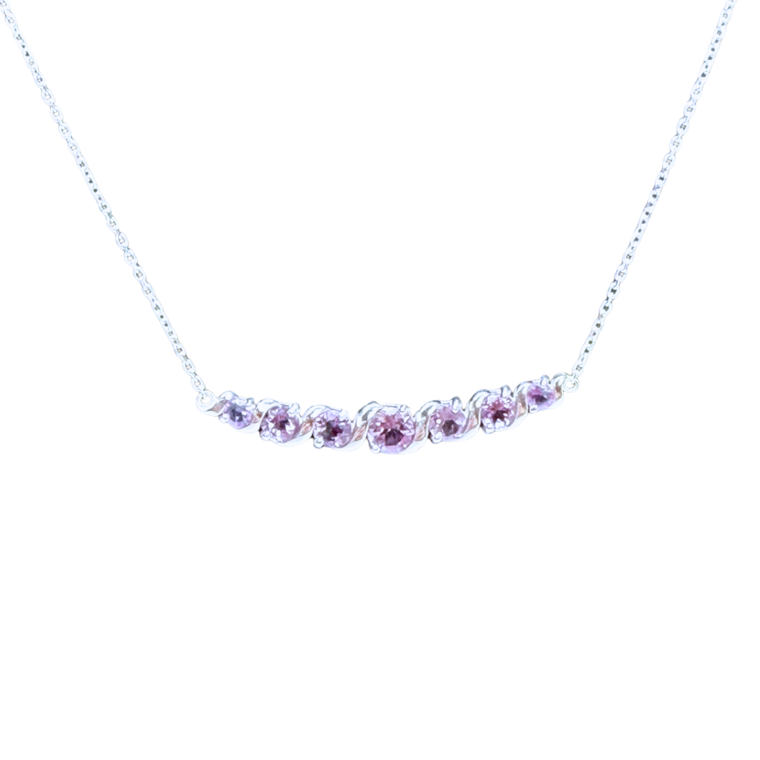 Amethyst 7 Stone Silver Necklace