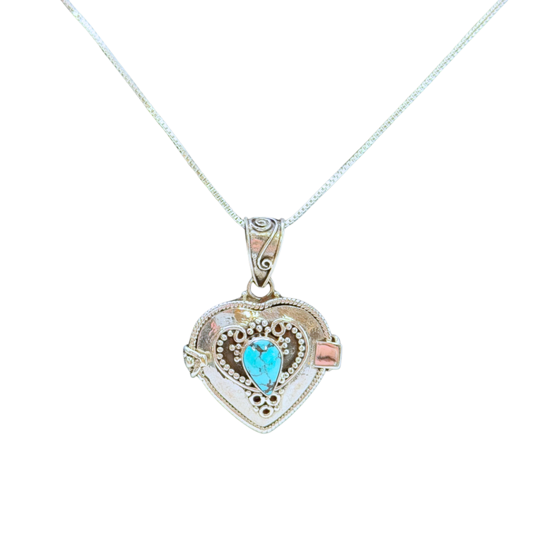 Poison Heart Locket Turquoise Necklace