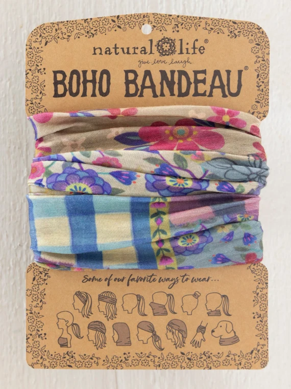 Boho Gingham Flower Patchwork Headband