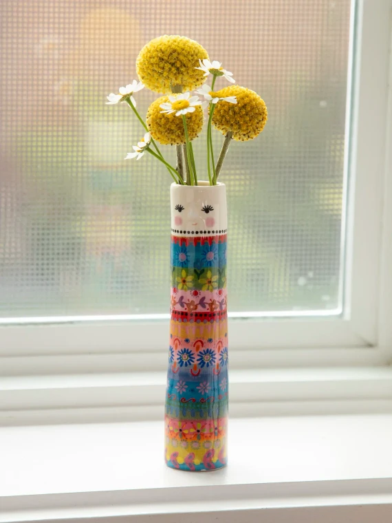Folk Friend Bud Vase- Folk Lady