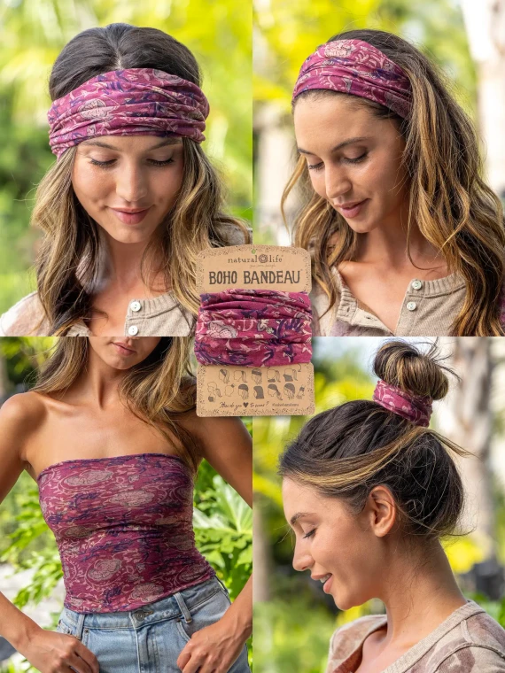 Boho Mauve Tossed India Vin Headband