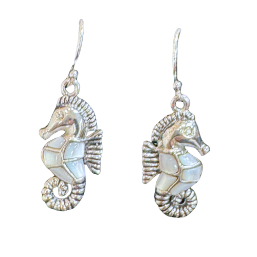 Mother of Pearl in Seahorse Silver Earrings