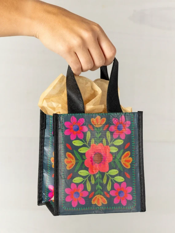 Small Teal Flower Gift Bag