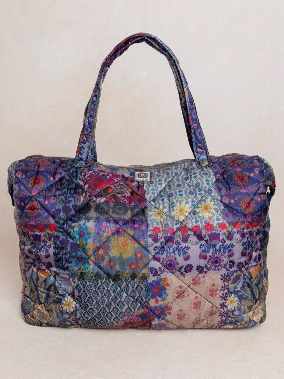 Puffy Weekender Bag - Blue Patchwork