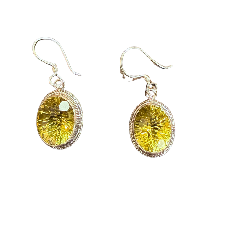 Lemon Quartz Facet Underneath Silver Earrings