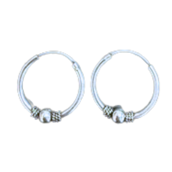 Silver hoop with Ball Bali .5in Earrings