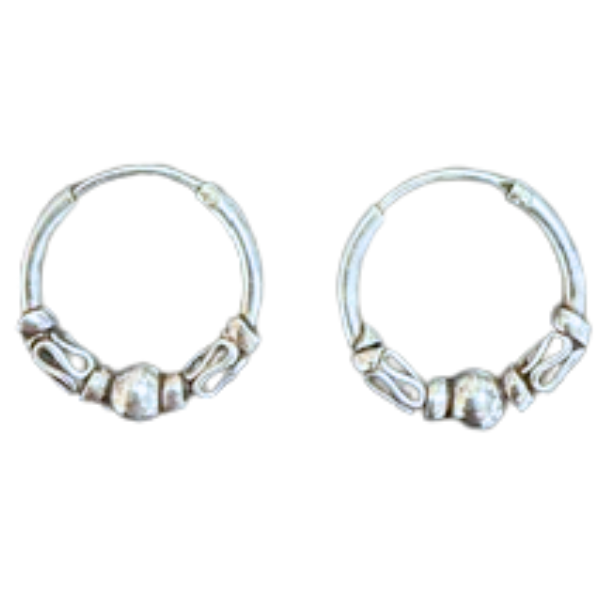 Silver Hoop with Ball Bali .5in Earrings