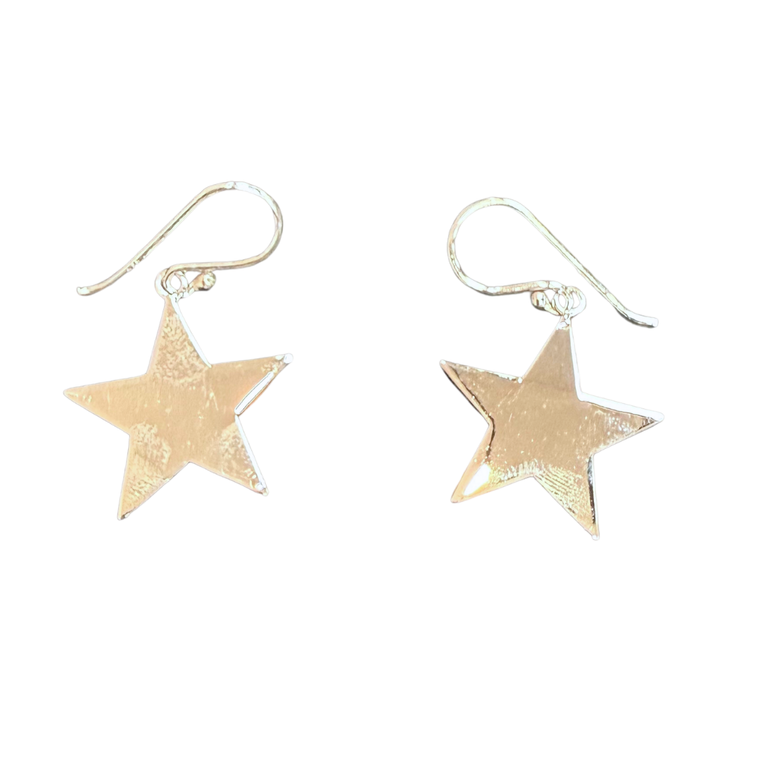 Plain Silver Star Earrings