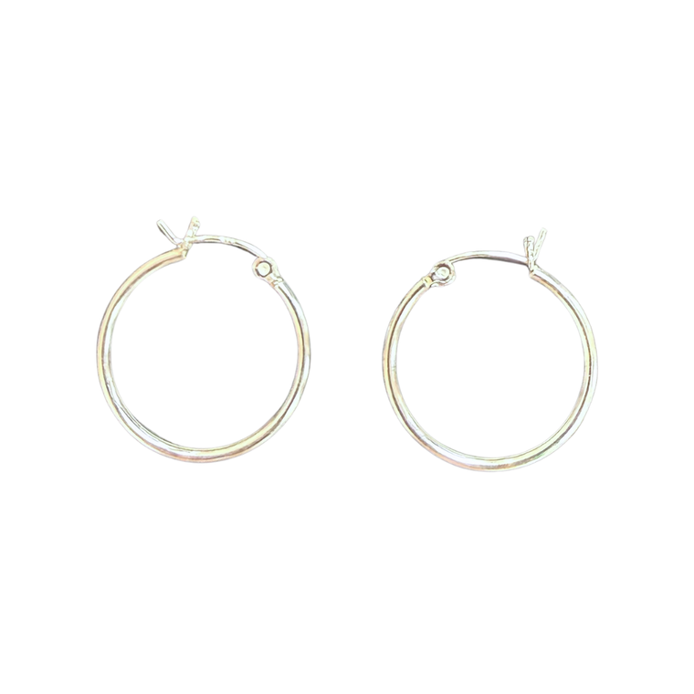 Silver hoop plain 0.75in Earrings