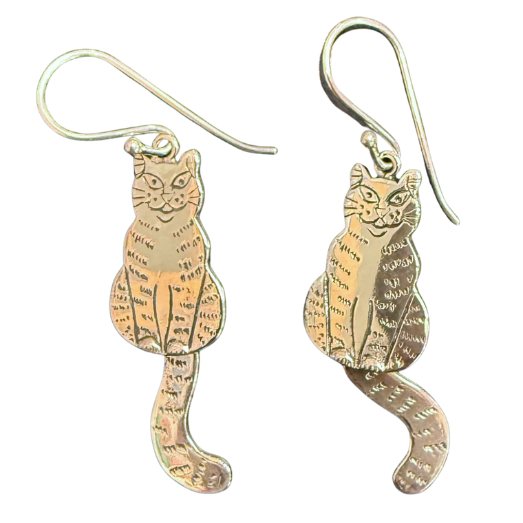 Silver Cat Earrings