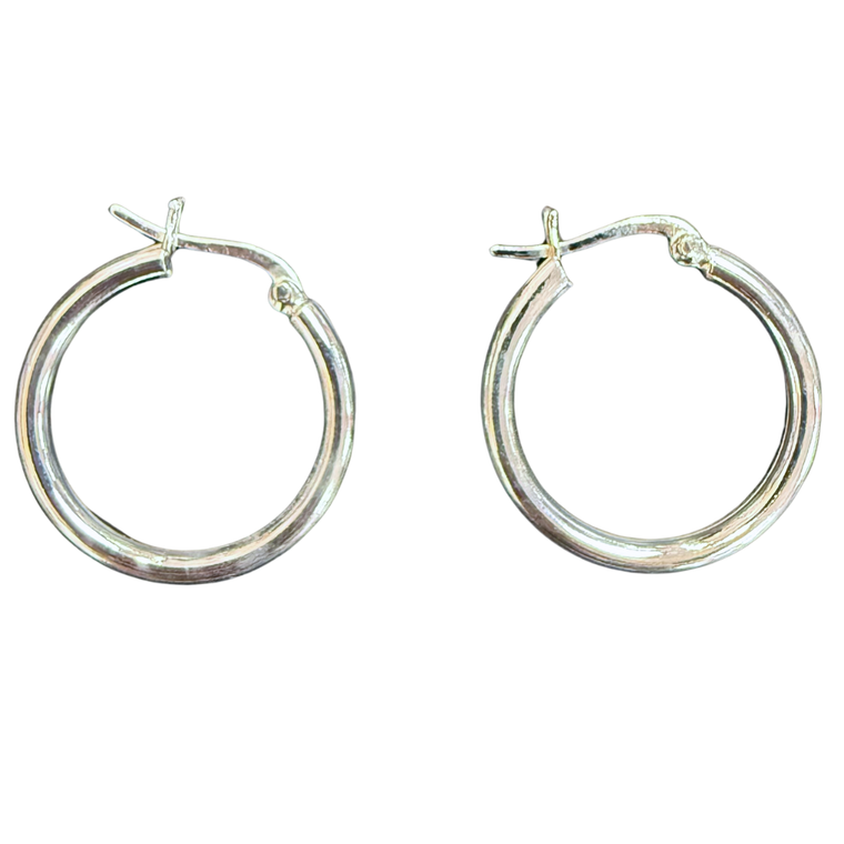 Silver Hoop Electroform 0.75in Earrings