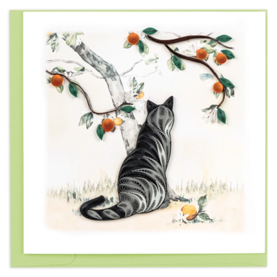 Cat Orange Tree Branch Card