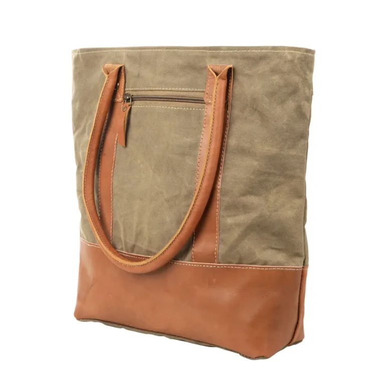 Plain Canvas Tote with Leather