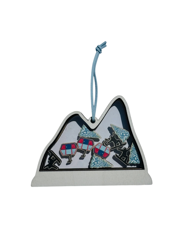 Mountain Snowboarder Wood Ornament