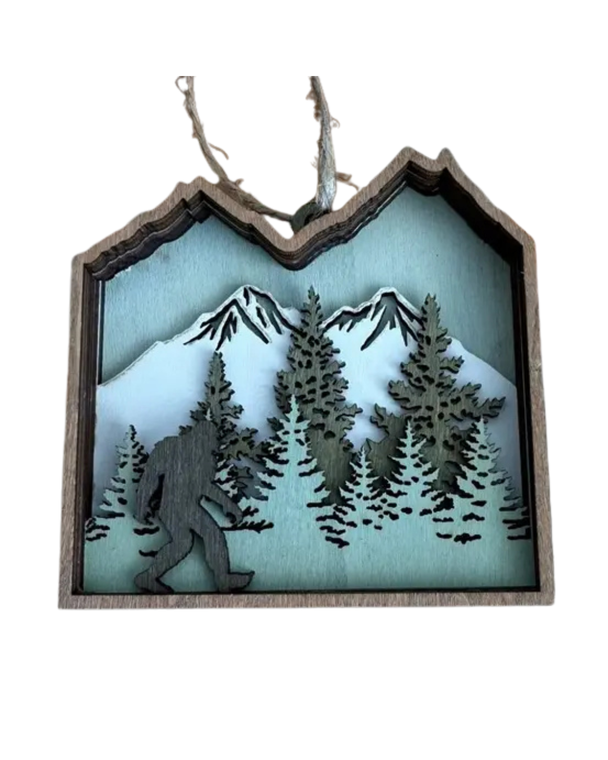 Mountain Pines Bigfoot Wood Ornament