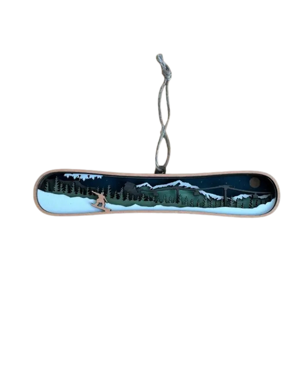 Light Snowboard Wood Ornament